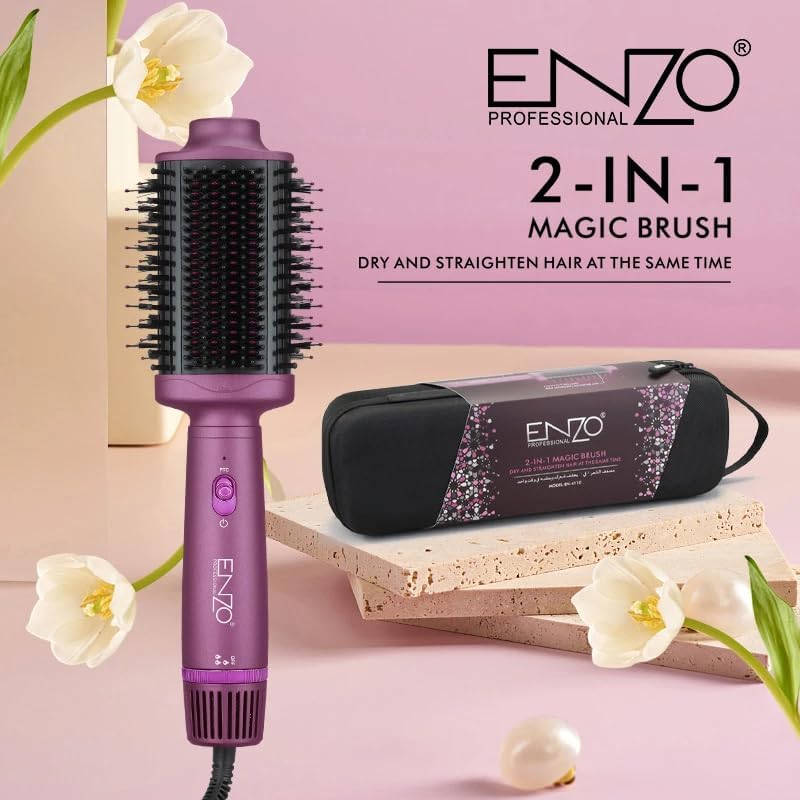 ENZO EN-4110 ProVolume Brush – 2-in-1 Professional Ion Brush and Hair Dryer